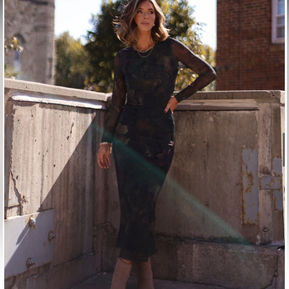 Elegant Dark Floral Dress